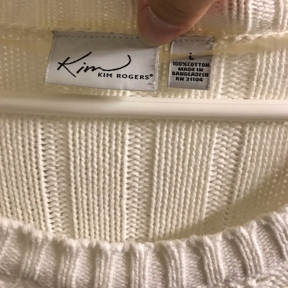 3/4 sleeve Kim Rogers White Sweater - Picture 2 of 4
